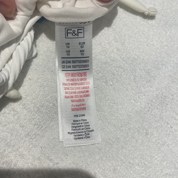 White swimsuit F&F size 14 side rope tie gold detailing cup support low back NWT - Picture 5 of 5